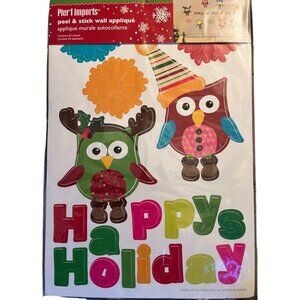 PIER 1 IMPORTS 2012 Winter Holiday Owl Wall Appliques Peel & Stick 24 Pieces